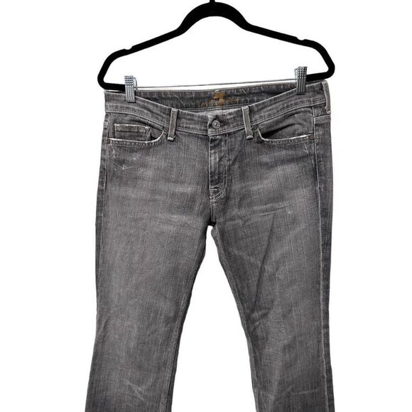 7 For All Mankind Gray Grommet Flynt Bootcut Mini Flare Jeans Size 31 - Picture 4 of 10